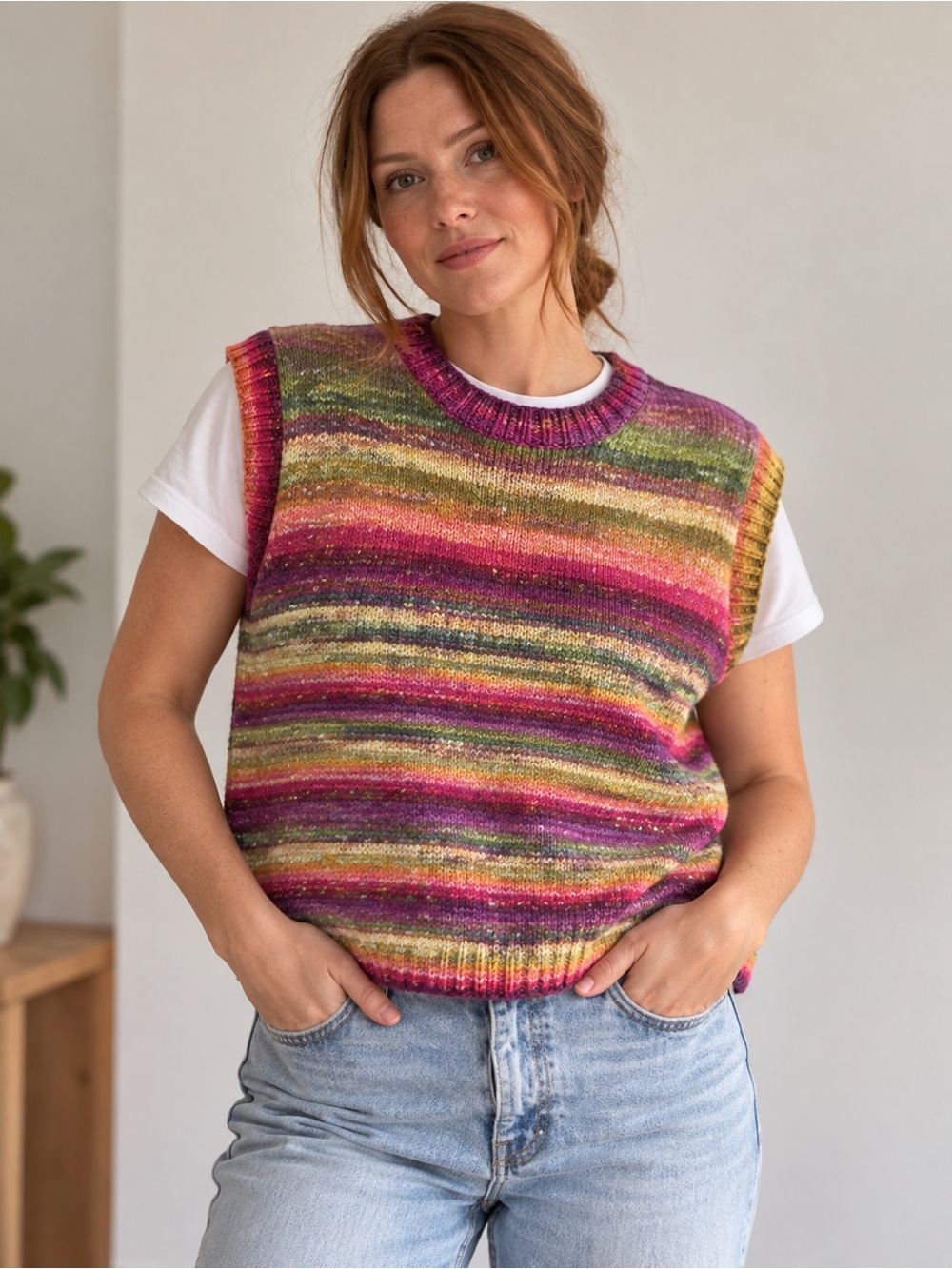 Hand Knit Noro Saiun Wool Sweater Vest Aisusuku Multicolor Oversized